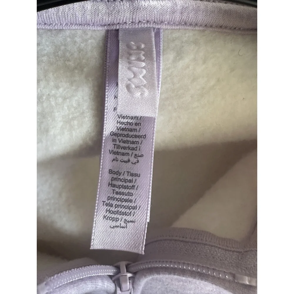 SKIMS Limited Edition Cotton Fleece Cropped Full Zip Up Hoodie Purple Heather M - Picture 8 of 16